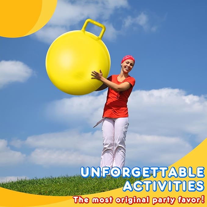 Lewtemi 4 Pcs 31 Inch Hopper Ball Carnival Outdoor Games Jumping Hopping Inflatable Bouncing Ball with Handle and Air Pump for Adult Sport Exercise