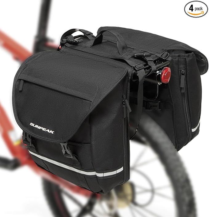 Bike Bag Accessories Panniers for Bicycle Rear Rack Bag 36L Waterproof Mountain Electric Bike Saddle Bag for Cycling Traveling Commuting Black