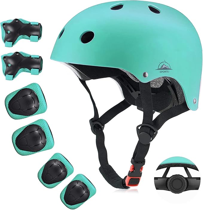 Kids Bike Helmet Set, CPSC Certified with Knee Pads Elbow Pads Wrist Guards,Adjustable Helmet for Ages 3-5-8-15 Toddler Kids&Youth,Bicycle Skateboarding…