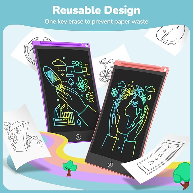 TECJOE LCD Writing Tablet, 8.5 Inch Colorful Doodle Board Drawing Tablet for Kids, Christmas Stocking Stuffers Birthday Gifts Travel Games Toys for Age 3 4 5 6 Boys Girls Toddles Preschooler