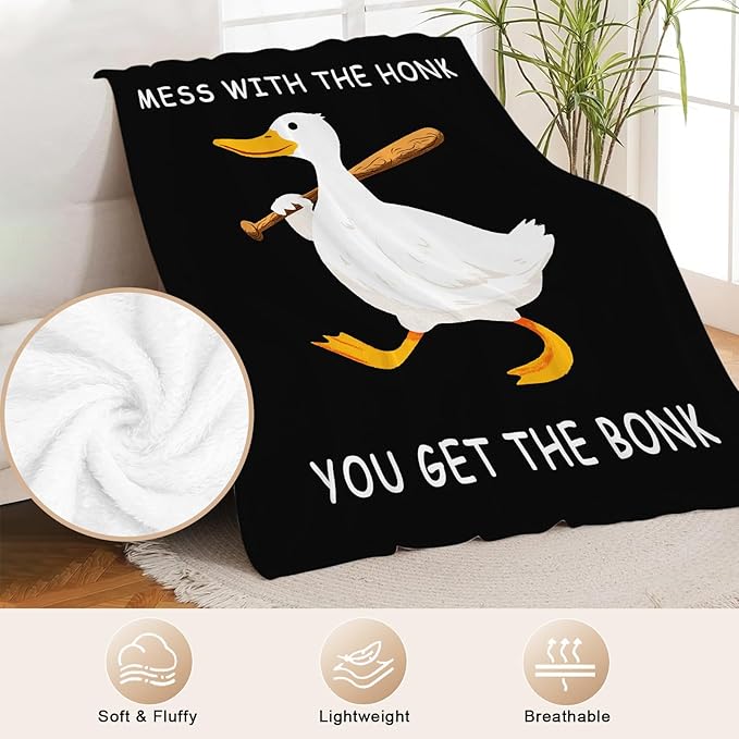 Duck Blanket for Kids, Funny Duck Lovers Fleece Blanket Gifts for Boys Girls, Warm Cozy Soft Flannel Stuff for Bed Sofa Couch 80" x 60"