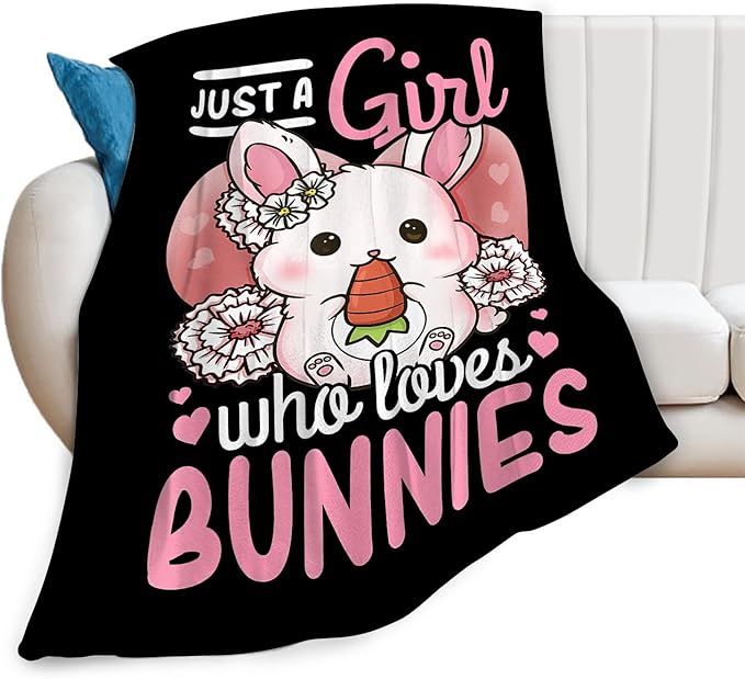 Bunny Blanket Cute Rabbit Throw Blanket Gifts for Kids Girls Boys Adults Women Super Soft Cozy Plush Fluffy Fuzzy Fleece Blanket Decor 40''X50''