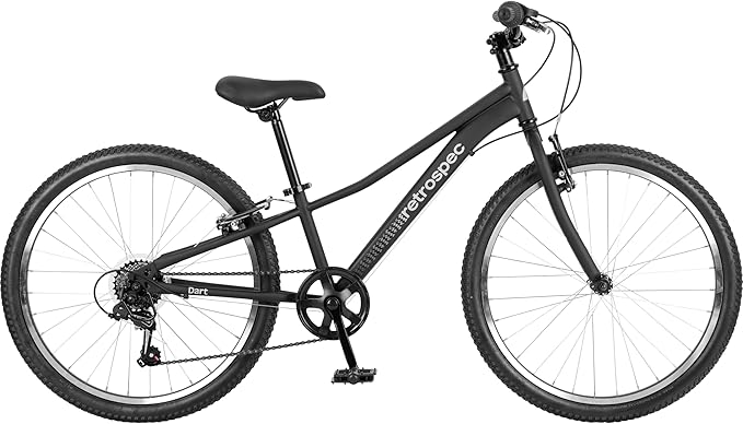 Retrospec Dart 20 & 24 Inch Kids Bike - 7-Speed Hybrid Bicycle for Ages 6-11 with 29in All-Season Tires & Shock Absorption - Adjustable Height Youth Bike with V-Brakes & Smooth Gear Shifting