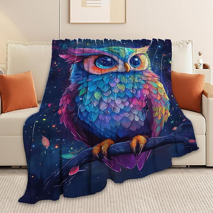 Owl Blanket Cute Owl Throw Blanket Gifts for Women Girls Men Boys Kids Adults Super Soft Cozy Plush Fluffy Fuzzy Fleece Blanket Decor 60''X80''