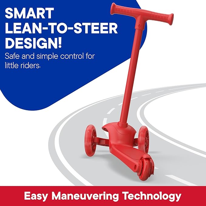 3 Wheel Scooter for Kids, Smooth Light Up LED Front Wheels, Wide Anti Slip Deck, Rear Foot Brake, Easy Lean to Steer Maneuvering, Indoor & Outdoor Ride On Toys for Ages 2 Up