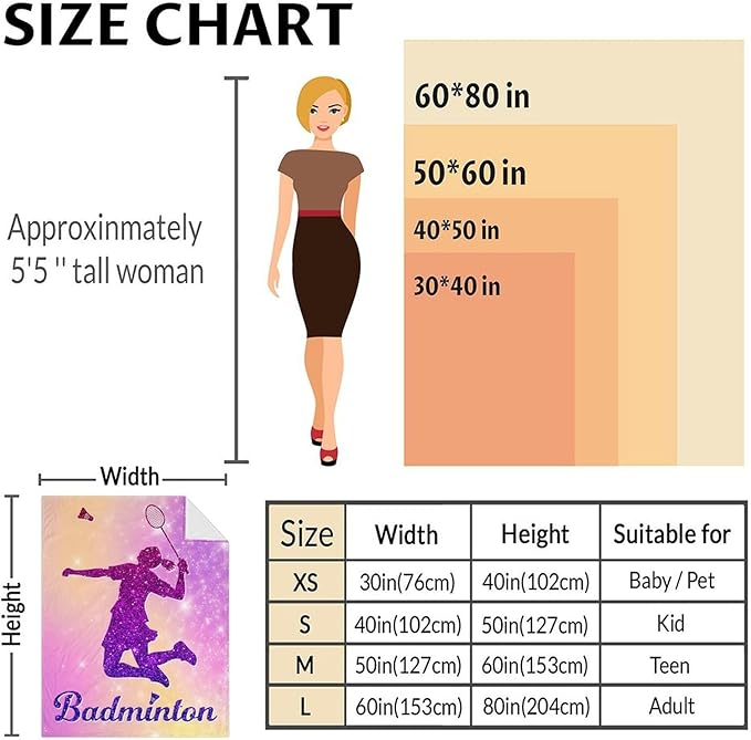 Girls Blanket Gifts- Badminton Throw Blanket for Babies Kids Teens- 40x50 Inches Pink Soft Fuzzy Sport Blankets for Nap Couch Sofa Bed-Cute Badminton Lovers Gifts