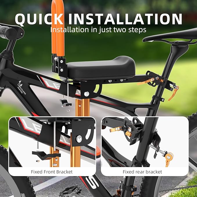 Child Bike Seat - Front Mount, Kids Bike Seat for Adult Bike,Retractable Baby Bike Seat Front Mounted, Toddler Bike Seat for Children 2~6 Years