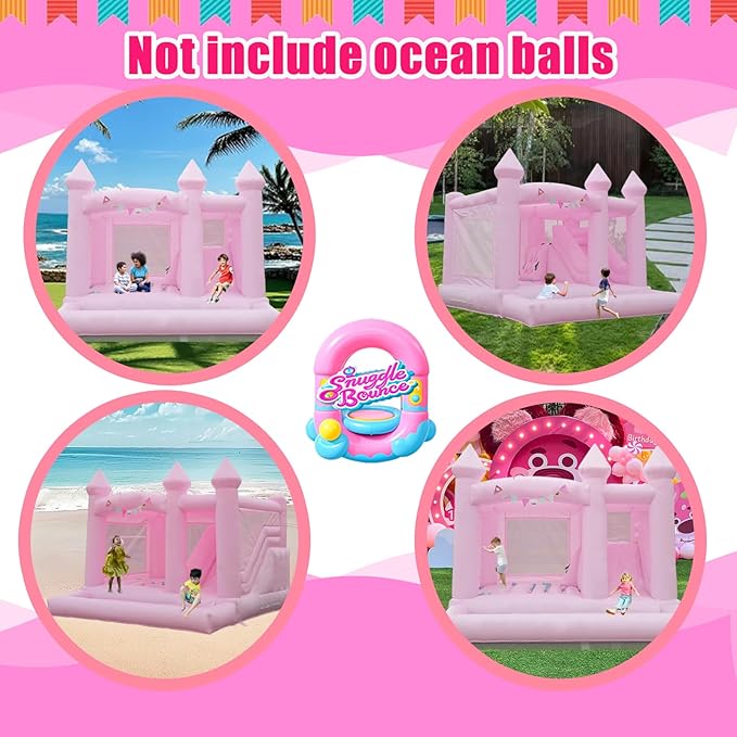 13FTx13FT Large Pink Inflatable Bounce House 100% PVC Bounce House for Big Kids Pink Jumper Bouncy Castle Kids and Adult Wedding Decorations for Outdoor Birthday Party（Including 1500W Blower）