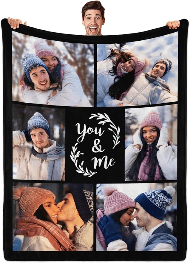 Custom Blanket with Photos, Personalized Blankets with Picture, I Love You Girlfriend Boyfriend Couples Gifts, for Birthday Christmas Women Men Adult Kids Mom Dad Wife Husband