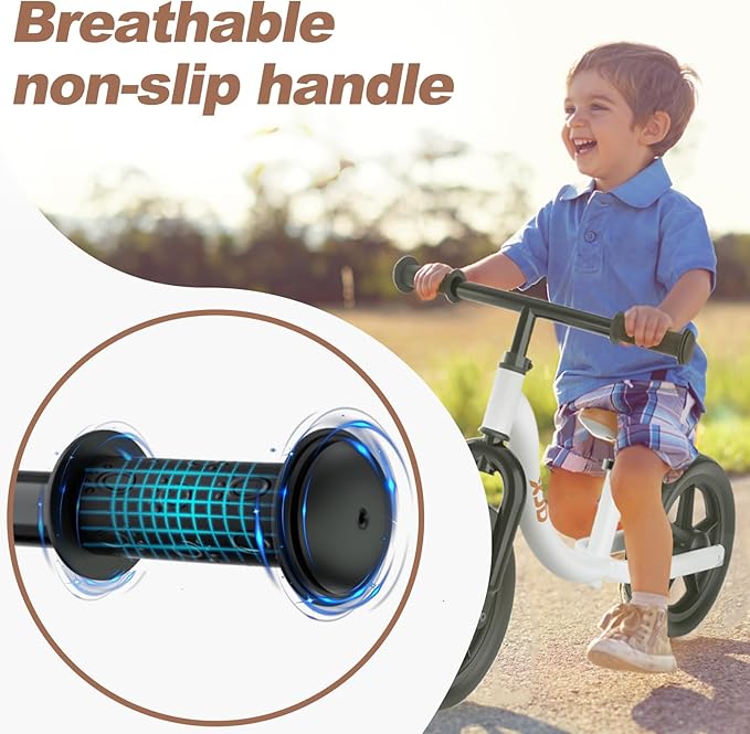 XJD Toddler Balance Bike 2 Year Old, 12 NCH No Pedal Bicycle for Girls Boys Ages 18 Months to 5 Years Old Toddler Training Push Bike Adjustable Seat (White)