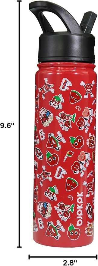 BJPKPK Insulated Water Bottle with Straw Lid, 22 oz Stainless Steel Metal Water Bottles, Reusable Leak Proof BPA Free Water Bottles, Cups, Thermo, Passionate-Red