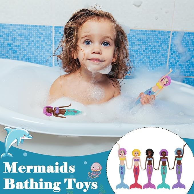 10 Pack Colorful Mermaid Diving Toys Underwater Sinking Pool Toys for Toddlers Kids Girls Ages 3-12, Summer and Spring Fun Bath & Swimming Pool Games, Non-Repeating Styles (Mixedcolor)