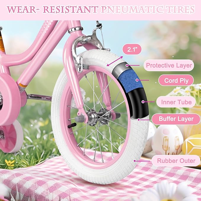 XJD Girls Bike for Toddlers and Kids Ages 2-12 Years Old,12 14 16 Inch Kids Bike with Training Wheels & Basket