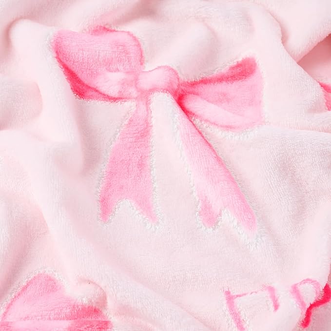 Lotus Karen Pink Bow Glow in The Dark Love Blanket Birthday Gifts for Girls 1 2 3 4 5 6 7 8 9 10 11 12 Kids Blanket with Heart Halloween Christmas Girl Gifts Ideas Cute Bedroom Decor（Pink Bow 50"×60"
