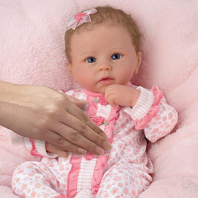The Ashton-Drake Galleries Katie Reborn Lifelike Baby Doll 19 Inches, Interactive Heartbeat with Breating and Cooing, RealTouch Soft Vinyl with a Poseable Weighted Cloth Body, Hand-Rooted Hair