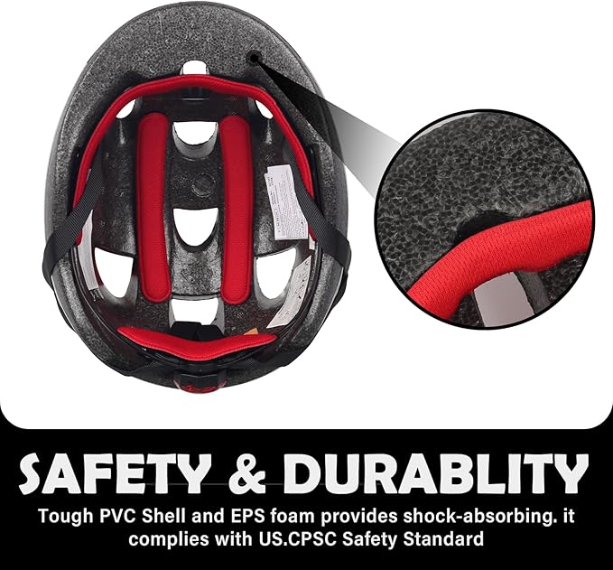 Kids Toddler Bike Helmet, Adjustable Boys Girl Helmets from Baby to Children(Age 1-8), Multi Sports for Bicycle Skate Scooter with LED Light