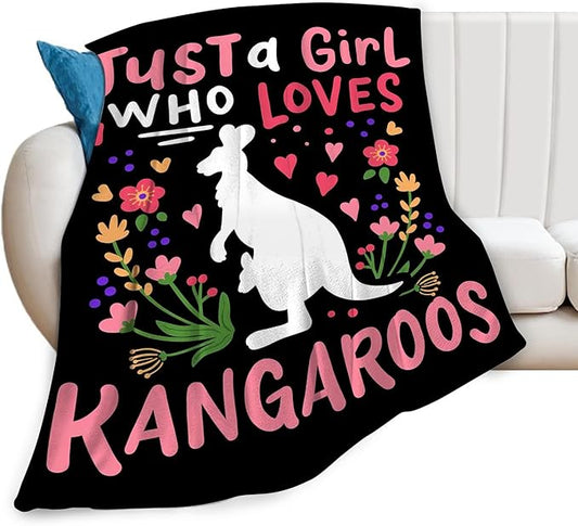 Just A Girl Ultra Soft Cozy Kangaroos Throw Blanket Fleece Fuzzy Plush Bedding - Kangaroos Lover Gifts for Women, Girls, Kids, Adults - 80"x60"