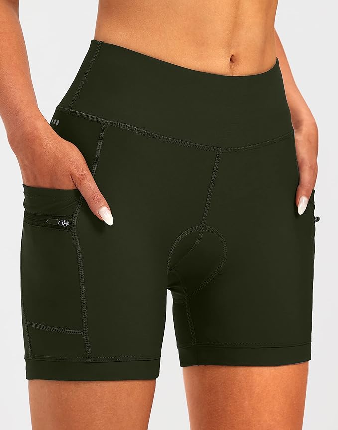 Women's 4D Padded Bike Shorts 5"/7" Riding Underwear Cycling Bicycle Road Biking Cycle Shorts for Women Zipper Pockets