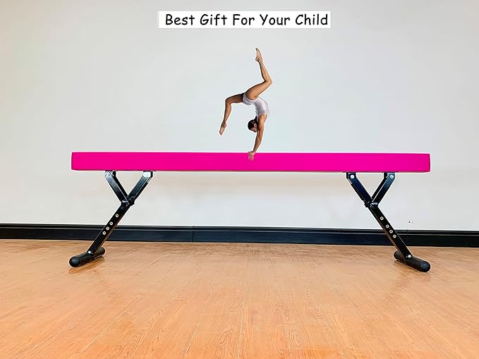 Adjustable Balance Beam 8 ft Gymnastic Beam Adjustable Height for Kids and Teenage of All Gymnastic Levels, Gymnastic Training Beam Gymnastic Equipment for Athlete Home and Gym Club Use