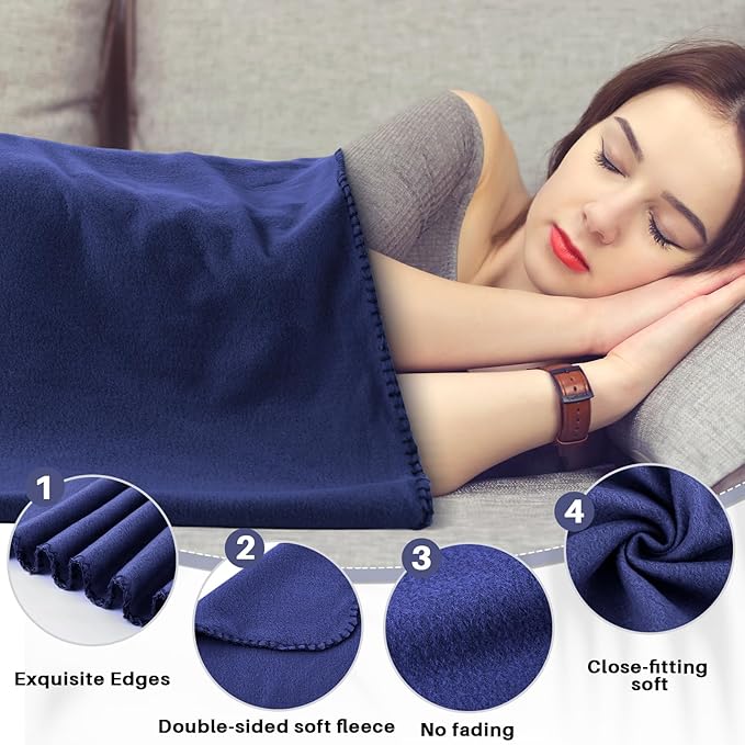 Newwiee 100 Pcs Fleece Throw Blankets Bulk Outdoor Wedding Guest Gifts Soft Lightweight Sleepover Lap Blankets Pet Home Sofa Couch Office Donation Homeless, 50 x 60 Inch (Blue)