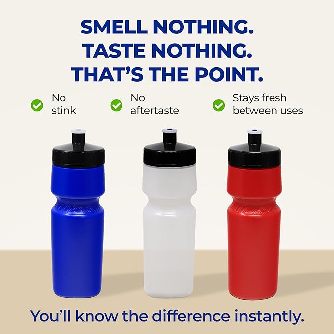 Rolling Sands USA Made Reusable 24 oz Sports Water Bottles, 3 Pack, BPA-Free, Easy Open Pull-Top, Fits Most Bike Cages, Dishwasher Safe, Lightweight - for Kids to Adults, Clear Frost