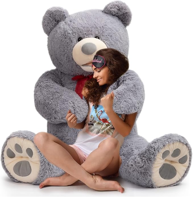 HollyHOME 5ft Giant Teddy Bear Stuffed Animal Huge Teddy Bear Plush with Big Footprints Valentines Gift 5 Feet Grey