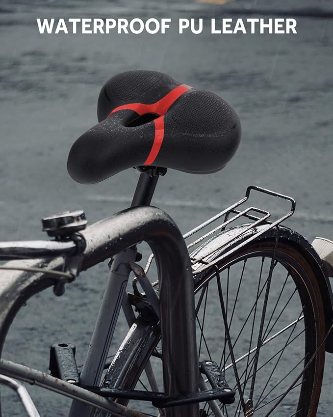 Bicycle Seat Replacement, Bike Seat for Men and Women, Comfort Wide Bike Saddle Memory Foam Padded Soft Bike Seat Cushion Compatible with Peloton, Mountain, City Bikes, Indoor Exercise Bikes