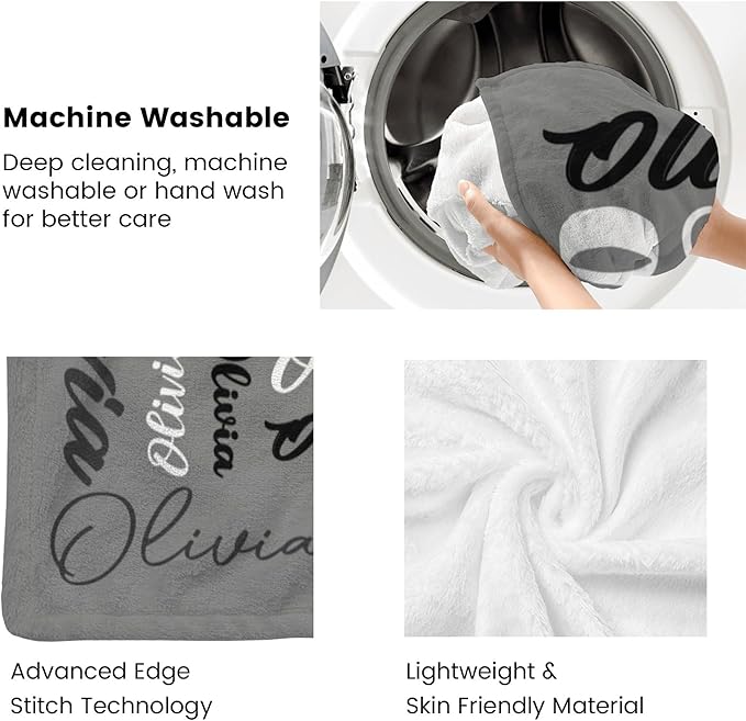 Name Blanket Personalized Blanket for Adult Kids Flannel Customize Throw Blanket Custom (Color 12, 60 x 80 Inches)