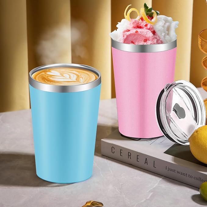 Kids Tumblers with Lids and Straws, 4 Pack Stainless Steel Cups with Lids for Kids Spill Proof, 12oz Double Wall Vacuum Insulated Cups for kids and Adults