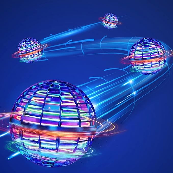 Flying Orb Ball Toy - 2025 Upgraded Magic Flying Orb Toy with LED Light 360°Rotating, Boomerang Flying Toys Indoor Outdoor Fun Games, for 6 7 8 9 10 12+ Year Old Kids Boys Girls Adults