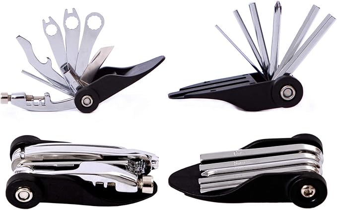 YBEKI 10-in-1 Bike Repair Kit with, 3-in-1 Tire Levers, Glueless Patches, Multifunctional Bone Wrench & Waterproof Saddle Bag | Compact Bicycle Multi-Tool Kit for Emergency Roadside Repairs