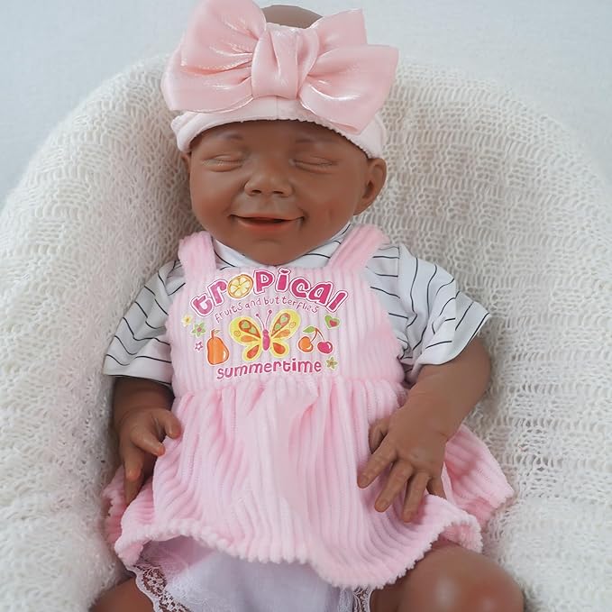 17.72 in Full Silicone Reborn Baby Dolls, 1:1 Lifelike Newborn Dolls Non Vinyl Realistic Reborn Toddler Dolls Boy Washable Sleeping Doll