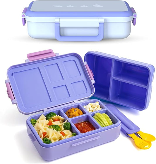 ovve® Ultimate Kids Bento Box & Cutlery Set - Leakproof Lunch Box for Kids with Interchangeable Inserts, BPA-Free, Dishwasher & Microwave Safe - Lunch Containers for School & Preschool (Purple)