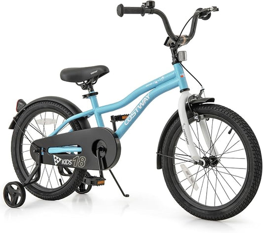 COSTWAY 12/14/16/18 Inch Kids Bike, Children Toddler Bicycle with Training Wheels, Adjustable Seat & Handlebar, Handbrake & Coaster Brake, Reflectors, Bell, Suitable for 3-8 Years Old Boys Girls