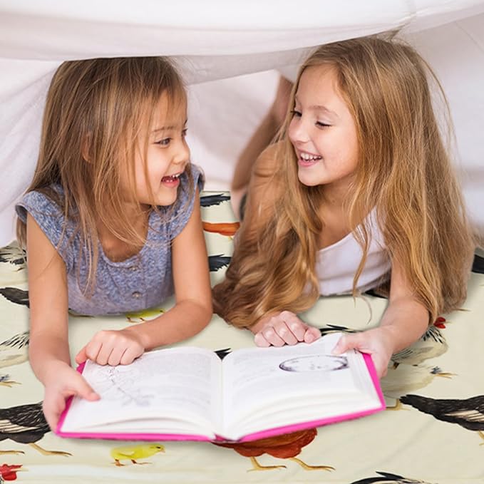 Cute Chicken Printed Blanket Soft Fuzzy Flannel Plush Throw Blanket for Couch,Sofa and Bed Decorative Blankets Funny Colorful Rooster Swaddle Baby Kids Blanket All Season 80"x60"