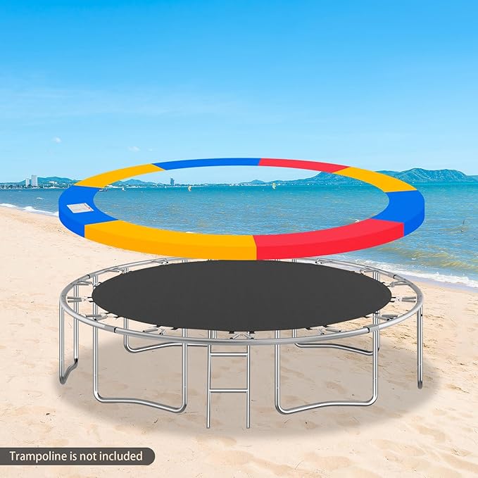Eapmic Trampoline Pad Replacement, Trampoline Safety Pad, Spring Cover for 8ft 10ft 12ft 14ft 15ft 16ft Round Trampoline with Waterproof Foam Padding, Universal Trampoline Accessories