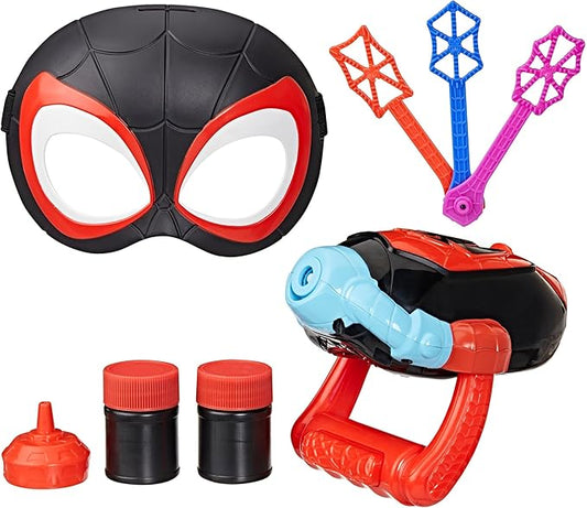 Spidey and his Amazing Friends Marvel Water-Webs Miles “Spin” Morales Electronic Bubble Slinger Role Play Set with Mask, Super Hero Toys for Kids,, Ages 3+ (Amazon Exclusive)