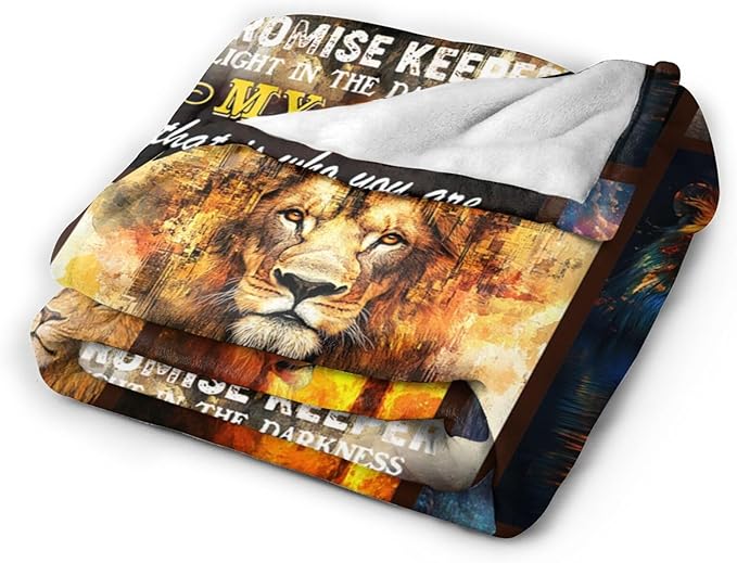 Christian Lion Blanket Fleece Soft Warm Plush Religious Jesus Throw Blankets Lightweight Plush Fuzzy Cozy Blanket Gifts for Men Women Suitable for Couch Sofa Bed 80"X60"