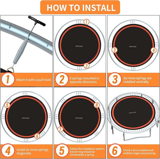Trampoline Mat Replacement，Fits 14ft Frame, with72/80/84/88/96 Rings for Choose,Fits 5.3"-8.5" Springs, Trampoline Mat Diameter 11.97ft-12.56ft，Spring and Frame not Included