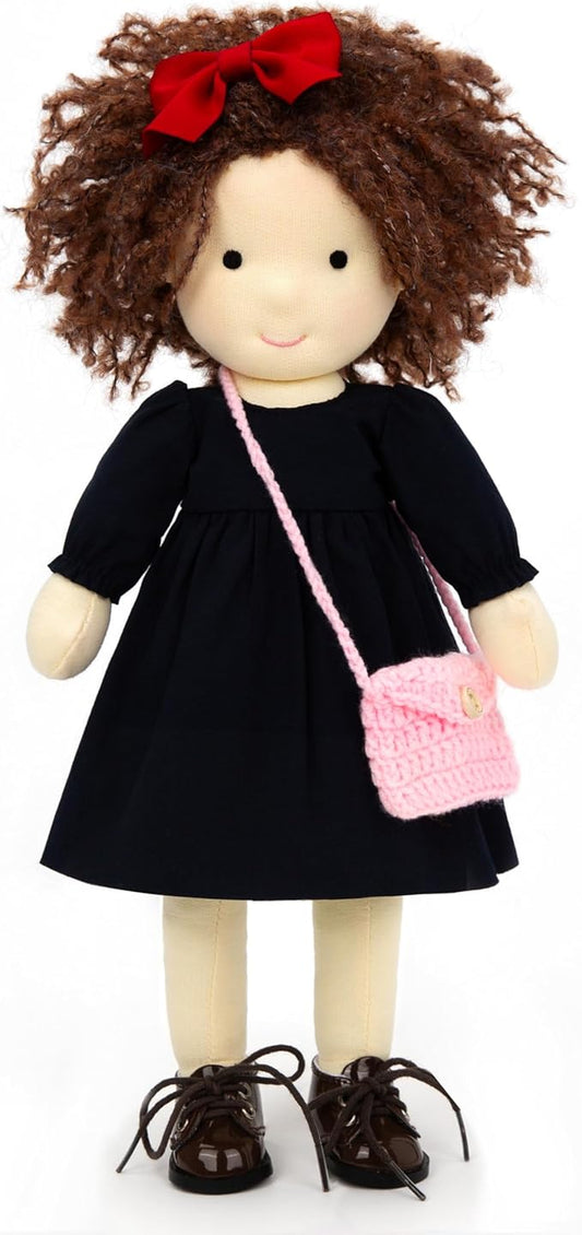 BlissfulPixie Ignacy 12" Soft Girl Rag Doll with Cute Stuffed Plush, Ideal First Doll for Babies & Toddlers