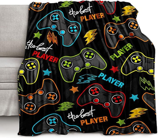 lirs Bedding Gaming Throw Blanket 80" x 60’’ Super Soft, Fleece, Gamer Gift for Couch Sofa for for Kids Boys Teens Video Game (MT-A11, 80’’x60)