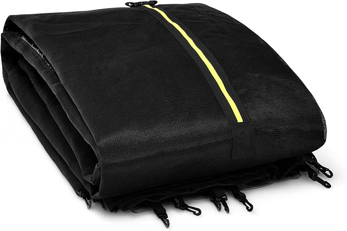 Giantex Trampoline Safety Net, 8 10 12 14 15 16Ft Weather-Resistant Replacement Enclosure Net for Round Frame, with Double-Headed Zippers, Protection Buckles & Enhanced Hook, Poles Not Included