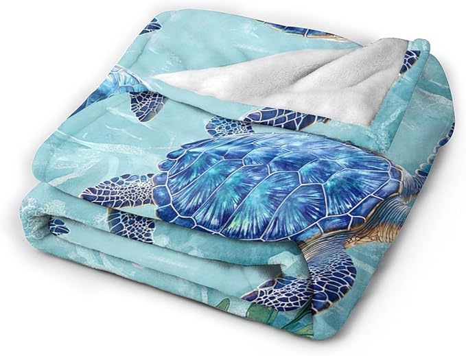 Sea Turtle Blanket Gifts for Girls Boys Ocean Turtles Throw Blankets Cozy Plush Fleece Flannel Fuzzy for Women Men Decor 60"X50"