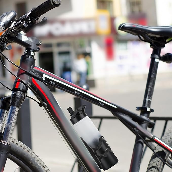 DOMICARE Insulated Water Bottle, 22 oz Vacuum Insulated Stainless Steel Reusable Sports Bottle with Straw Lid & Spout Lid for Travel, Camping, Bike, Leakproof, Black/White, 8 Pack