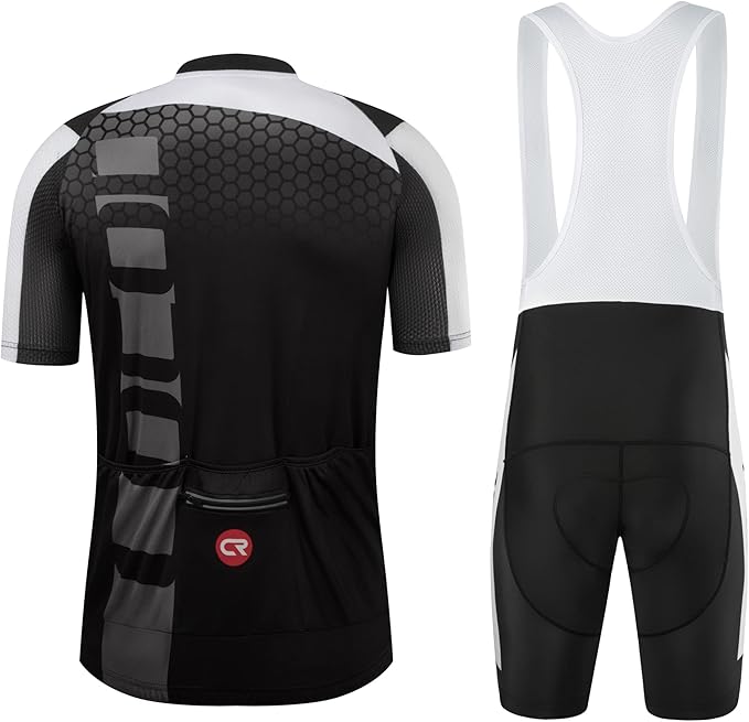 Coconut Ropamo CR Men's Cycling Jersey Set Road Bike Jersey Zipper Pocket Bib Shorts with 4D Padded Cycling Clothing Set