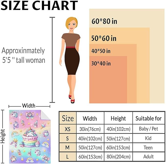 Birthday Blanket for Girls, 40 x 50 Inches Unicorn Throw - Soft Warm Blankets Gifts for Birthday Decorations - Cute Unicorn Throws for Sofa Couch