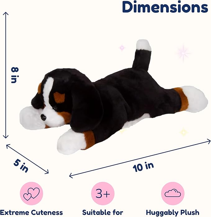 PixieCrush Dog Stuffed Animals - Bernese Mommy with 4 Puppies in Her Tummy - Huggable and Fluffy Dog Plushies for Imaginative Play - Plush Toys Suitable for Kids 3 Years Old and Above - 5" x 10" x 8"