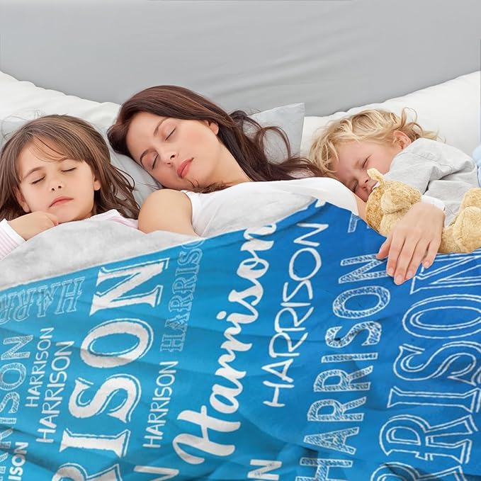 Ship Next Day, Personalized Baby Blanket with Name - Printed in USA, Custom Name Blanket for Boys Girls Kids, Customized Flannel Blankets Gifts for Teen Shower Toddlers Christmas Brithday