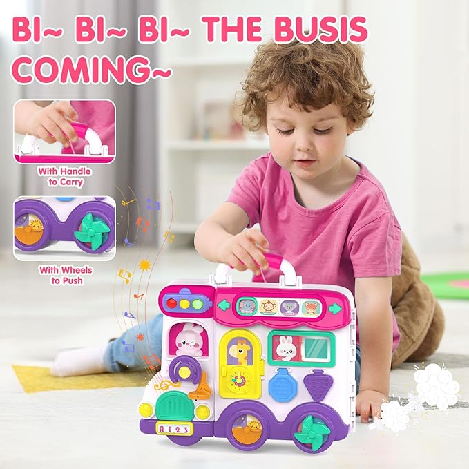 Baby Busy Board for 1-2 Year Old Boy Girl Gift,Musical Toddler Toys for 1+ Year Old,Early Educational Toy for Toddlers 1-3,Birthday Gifts for 1+Year Old Girl, 1 2 Year Old Christmas Toys Gifts
