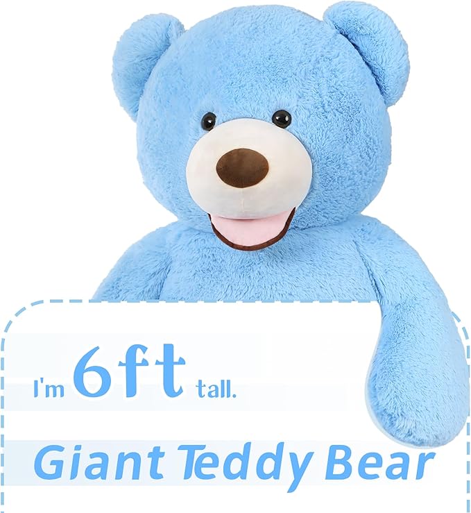MaoGoLan Giant Teddy Bear Plush 6 Feet, Cute Valentines Day Teddy Bear Stuffed Animal with Smiling Face, Gift for Girlfriend Boyfriend Wife on Anniversary,Christmas Long Distance